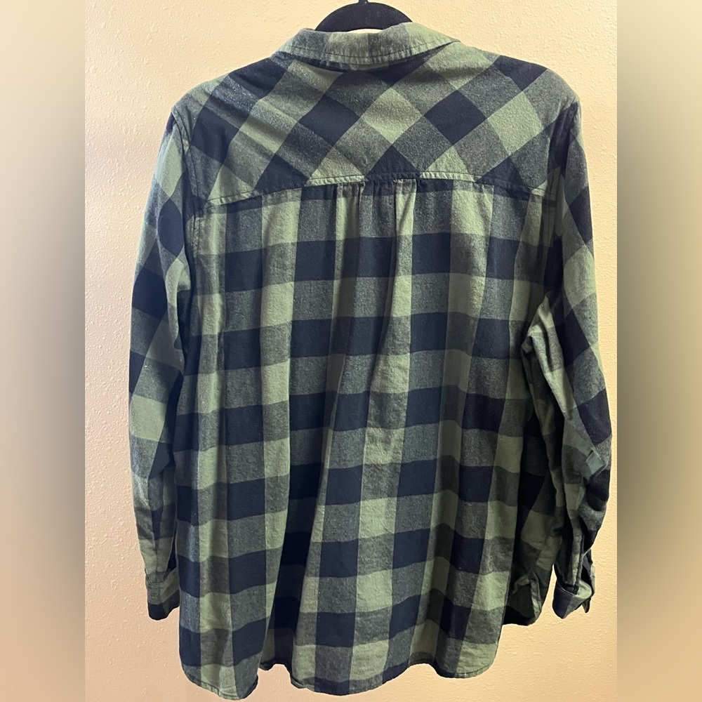 Dark Olive Plaid Flannel Shirt and Tank Top - Picture 5 of 7
